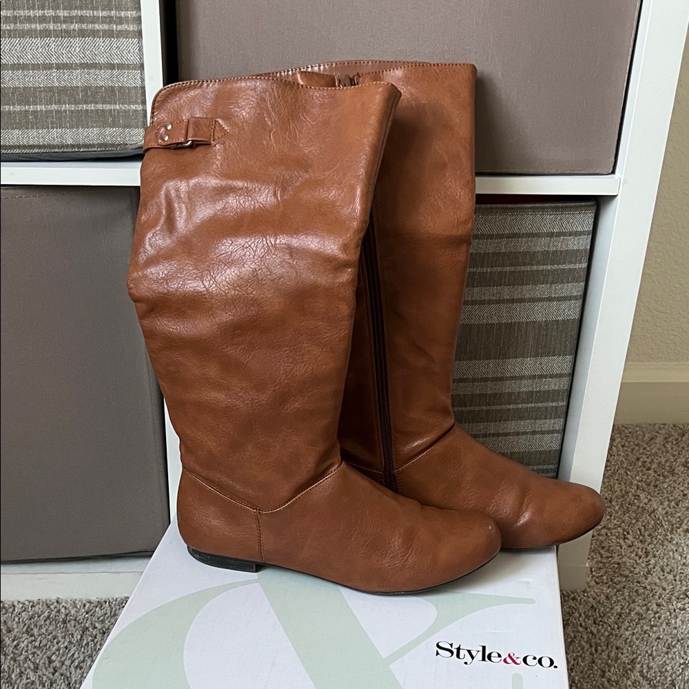 Style & Co. Tall Over-the-Knee Boots in Cognac Brown